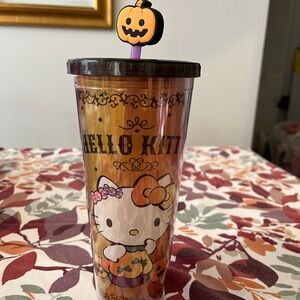 Hello Kitty orange and black tumbler